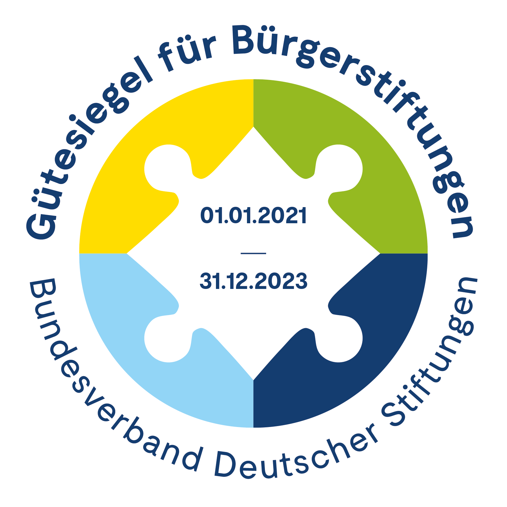 Logo des Gütesiegel für Bürgerstiftung des Bundesverband Deutscher Stiftungen, gültig vom 01.01.2021 bis 31.12.2023