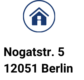 Adresse mit Piktogramm Adress-Symbol "Nogatstraße 5, 12051 Berlin"