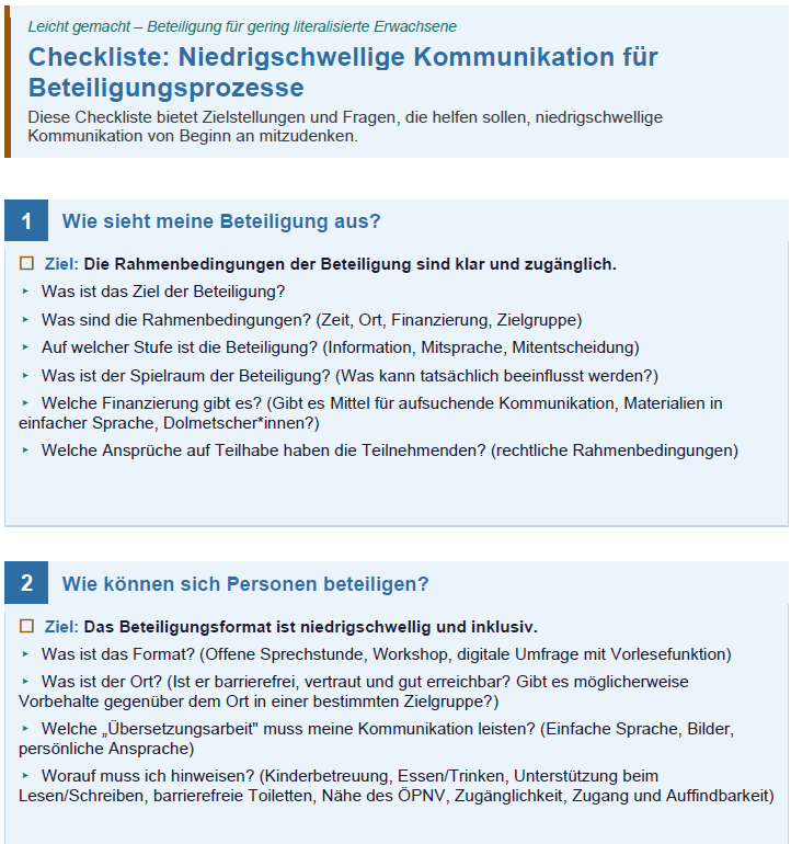 Screenshot Checkliste Kommunikationskonzept